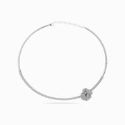 Petite Diamond Flower Necklace in 18K White Gold, view 1